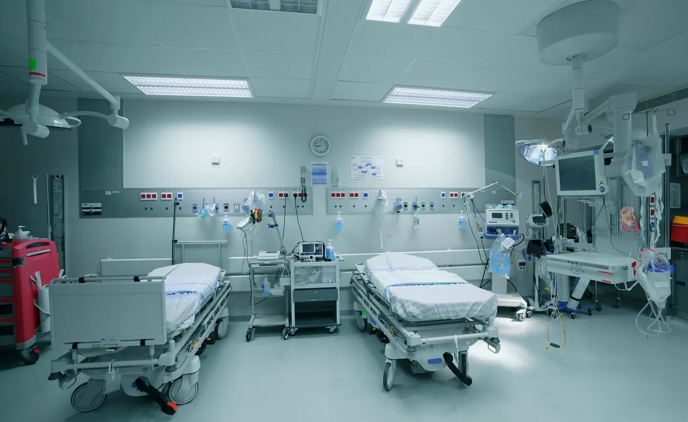 Hospital intensive care room with monitoring equipment