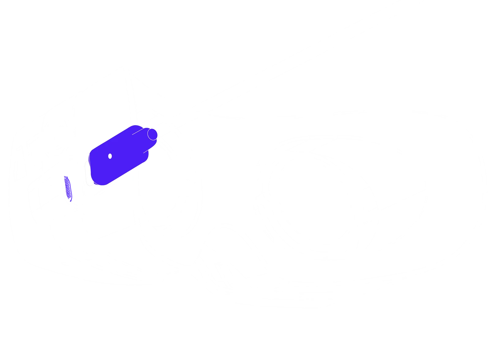 Purple-labeled cable end plugged into the left USB-C port on the headset